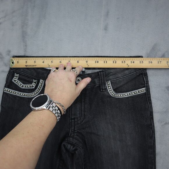 Farlow Jeans Pants Womens 9 Black Denim Flat Front Bootcut Pockets Jeans - Picture 4 of 16